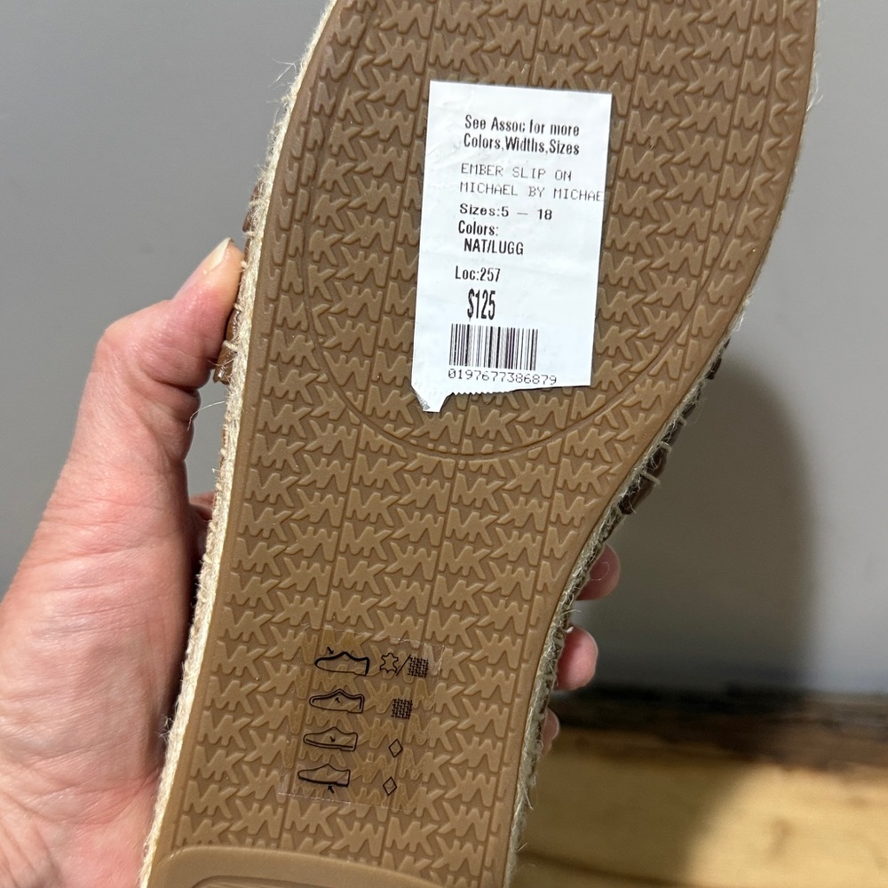 Michael Kors Ember Slip On Leather& Woven Espadrilles Size 10 A35 - Picture 12 of 13